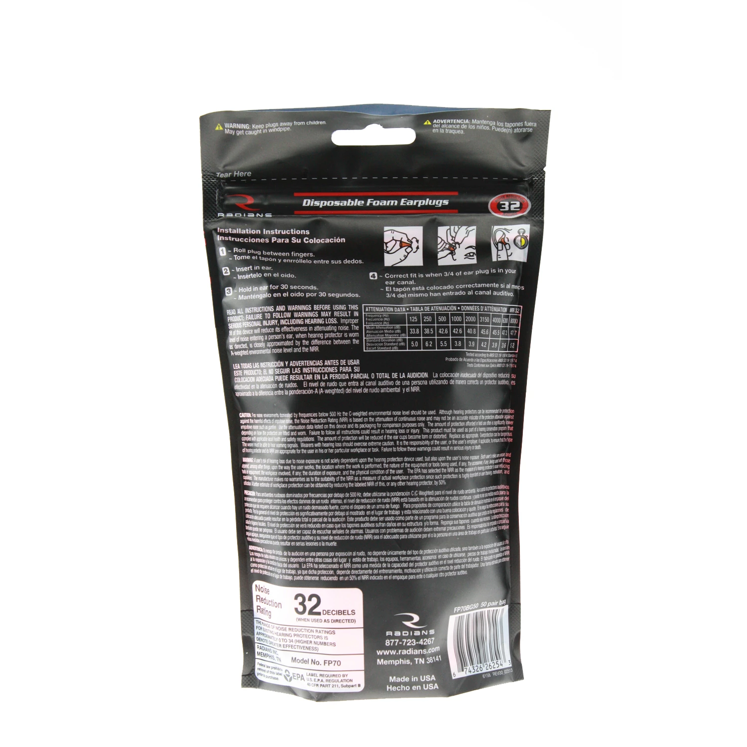 Detour® 32 Disposable Foam Earplugs - Uncorded - Image 2