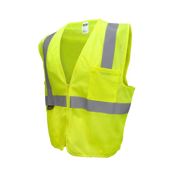 Economy Type R Class 2 Mesh Safety Vest with Zipper - Green, #SV2ZGM - Image 2