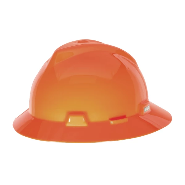 V-Gard Slotted Full-Brim Hat, Orange, w/Fas-Trac III Suspension, #496075-Logo (Logo Included)