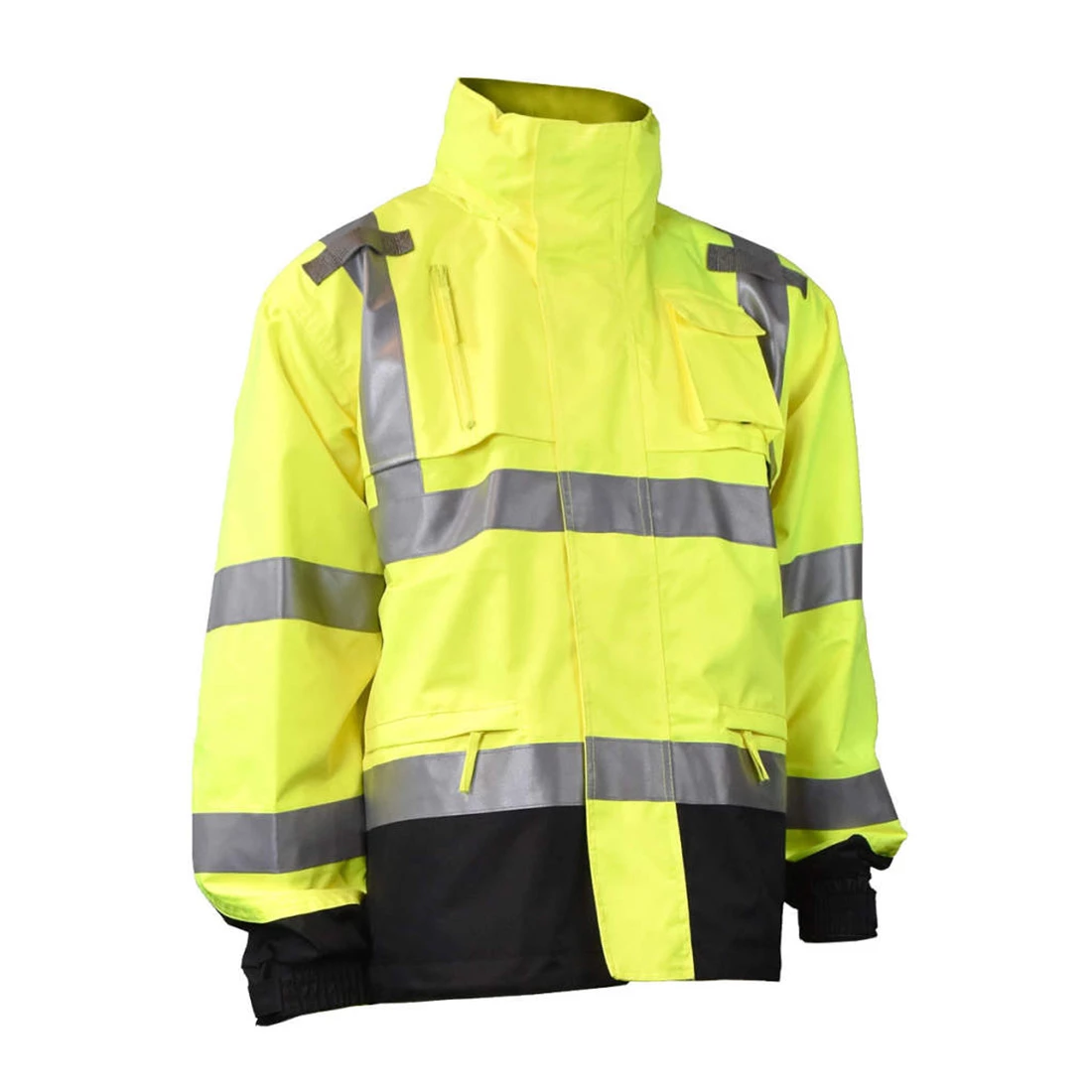 Heavy Duty Rip Stop Waterproof Rain Jacket - Hi-Vis Green, #RW32-3Z1Y