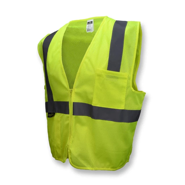 Economy Type R Class 2 Mesh Safety Vest with Zipper - Green, #SV2ZGM