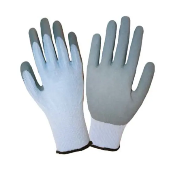 Coated Machine Knits, Gray Crinkle Latex Palm Coating, Cor-Grip III™, 10-Gauge, Light Blue Cotton/Polyester Machine Knit Shell, 1 DZ #3897