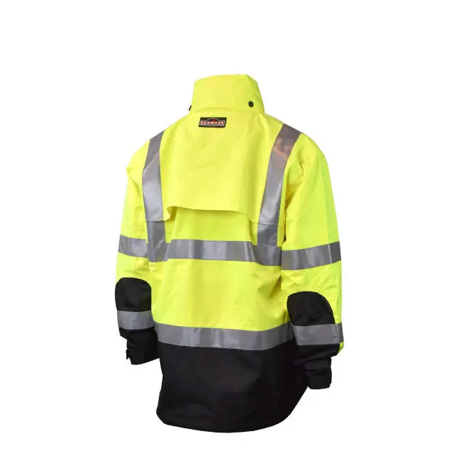 Heavy Duty Rip Stop Waterproof Rain Jacket - Hi-Vis Green, #RW32-3Z1Y - Image 2