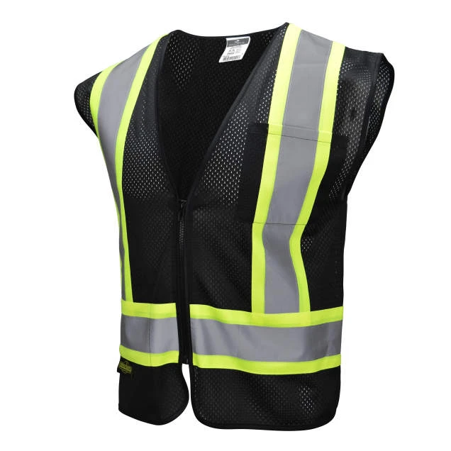 SV22-1 Economy Type O Class 1 Two Tone Safety Vest - Black #SV22-1ZBM-Logo (Logo Included)