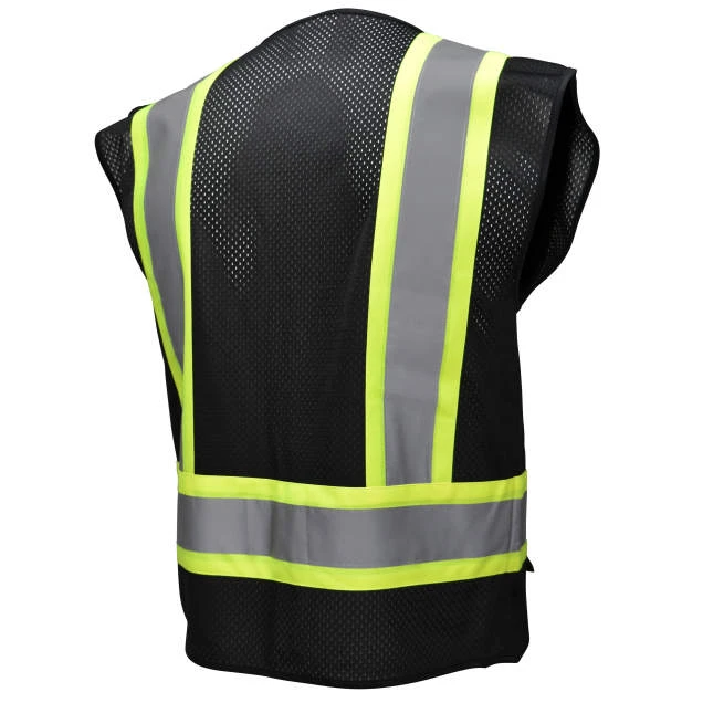SV22-1 Economy Type O Class 1 Two Tone Safety Vest - Black #SV22-1ZBM-Logo (Logo Included) - Image 2