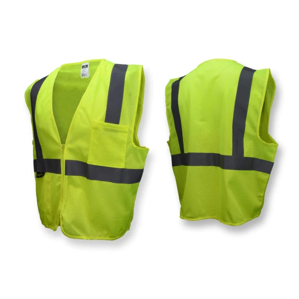 Economy Type R Class 2 Mesh Safety Vest with Zipper - Green, #SV2ZGM - Image 4