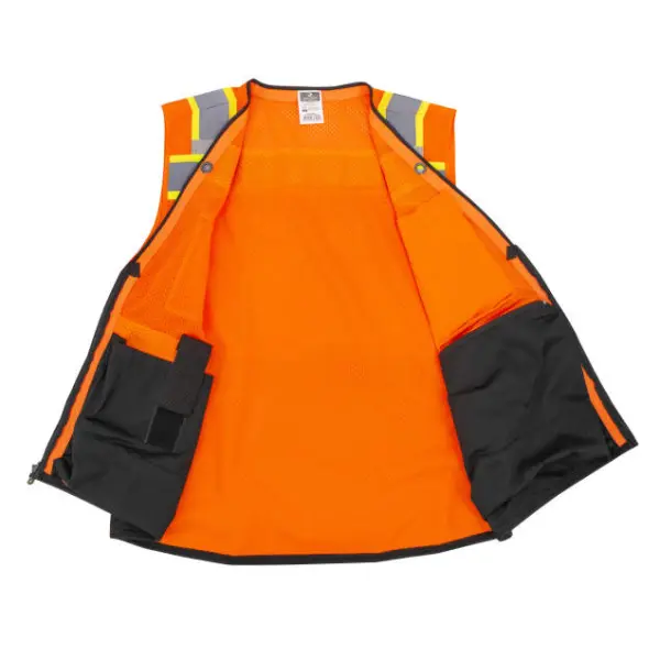 Two-Toned Color-Blocked Vest - Hi-Vis Green & Hi-Vis Orange, #SV51B-2Z - Image 4