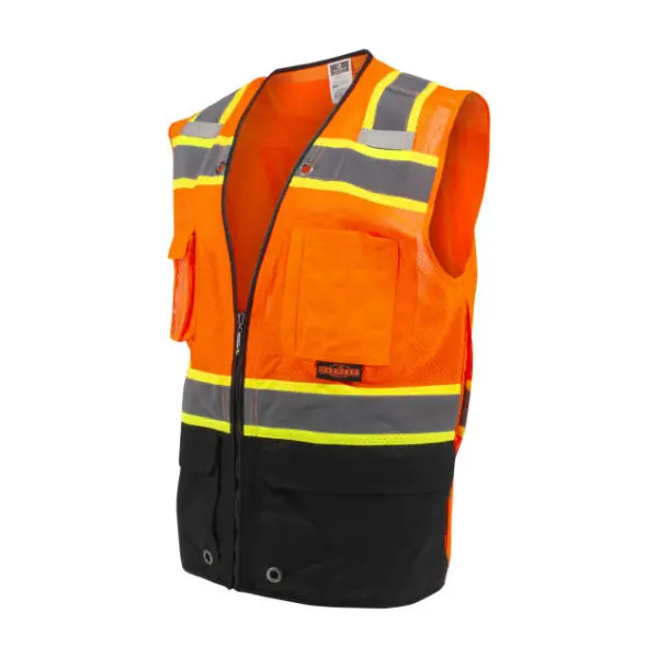 Two-Toned Color-Blocked Vest - Hi-Vis Green & Hi-Vis Orange, #SV51B-2Z - Image 7