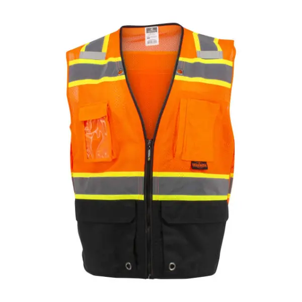 Two-Toned Color-Blocked Vest - Hi-Vis Green & Hi-Vis Orange, #SV51B-2Z - Image 5