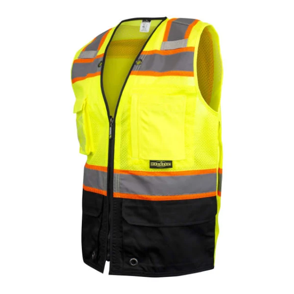 Two-Toned Color-Blocked Vest - Hi-Vis Green & Hi-Vis Orange, #SV51B-2Z