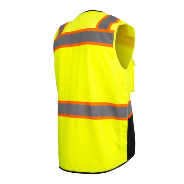 Two-Toned Color-Blocked Vest - Hi-Vis Green & Hi-Vis Orange, #SV51B-2Z - Image 2