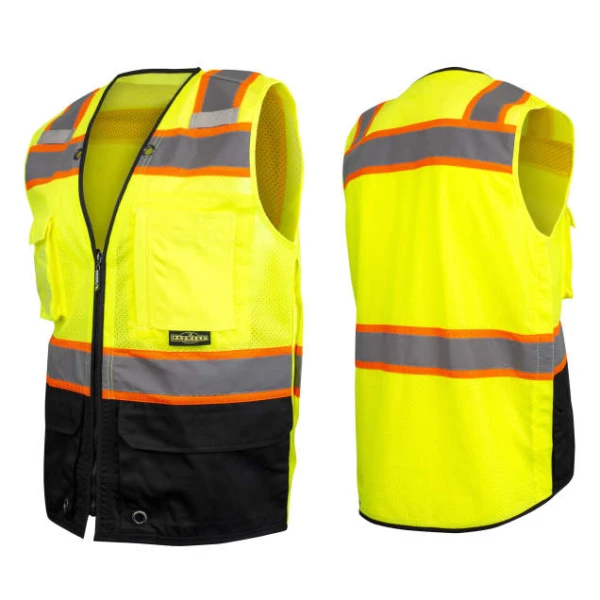 Two-Toned Color-Blocked Vest - Hi-Vis Green & Hi-Vis Orange, #SV51B-2Z - Image 3