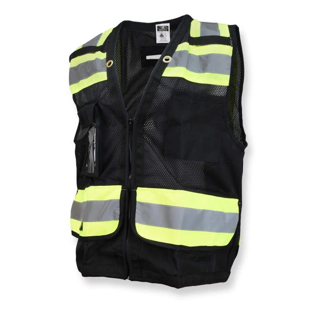 Type O Class 1 Heavy Duty Surveyor Safety Vest with Zipper, #SV59-1ZBM-Logo (Logo Included)