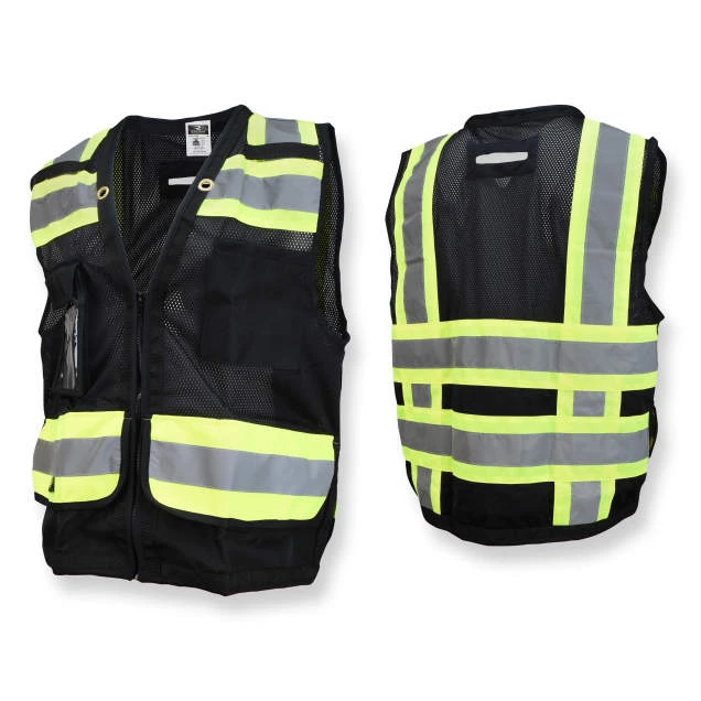 Type O Class 1 Heavy Duty Surveyor Safety Vest with Zipper, #SV59-1ZBM-Logo (Logo Included) - Image 3