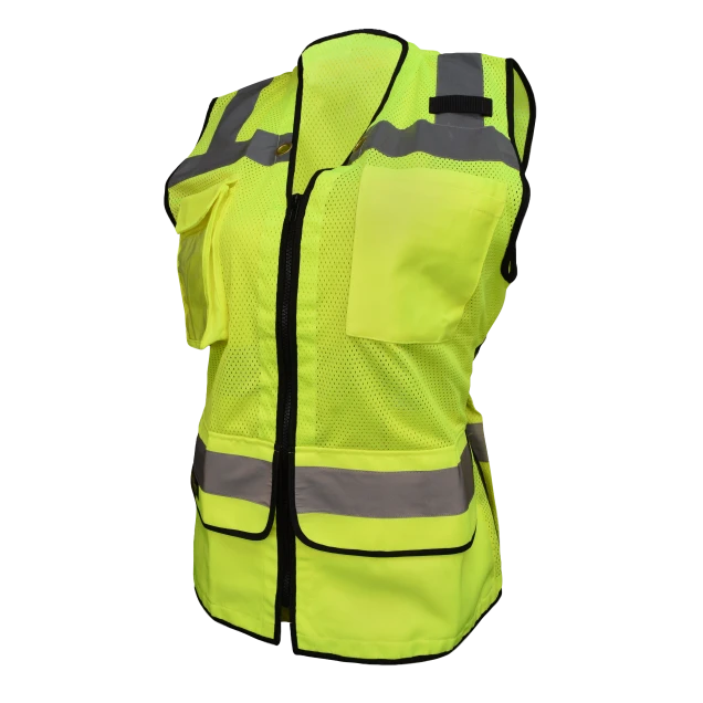 Ladies Heavy Duty Surveyor Safety Vest - Green, #SV59W-2ZGM-Logo (Logo Included)