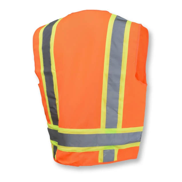 Two Tone Surveyor Type R Class 2 Mesh Safety Vest - Orange, #SV6-2ZOM-Logo (Logo Included) - Image 2