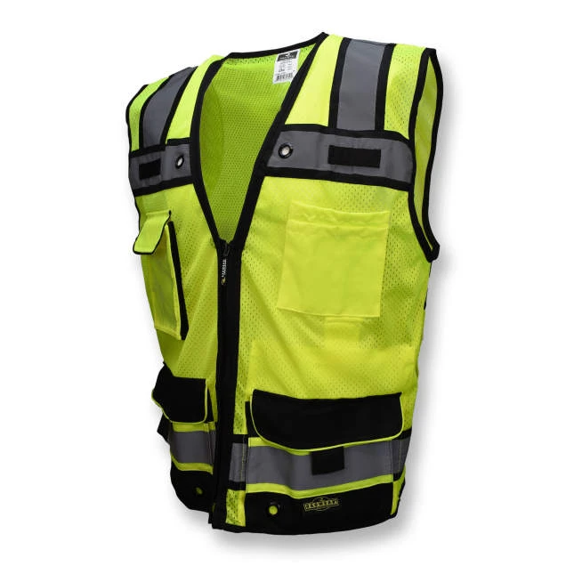 Type R Class 2 Heavy Duty Mesh Surveyor with Zipper - Green, #SV65-2ZGM-Logo (Logo Included)