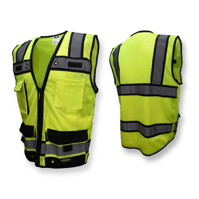 Type R Class 2 Heavy Duty Mesh Surveyor with Zipper - Green, #SV65-2ZGM-Logo (Logo Included) - Image 2