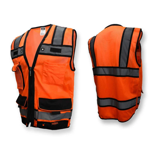 Type R Class 2 Heavy Duty Mesh Surveyor with Zipper - Orange, #SV65-2ZOM-Logo (Logo Included) - Image 4