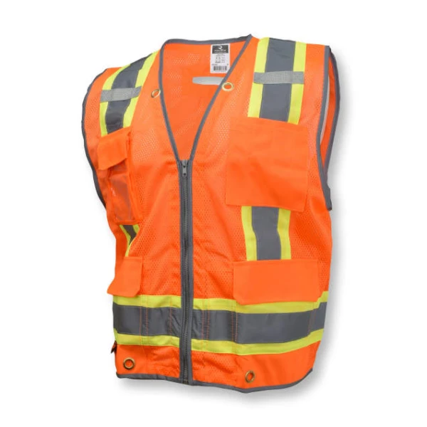 Type R Class 2 Heavy Duty Two Tone Mesh Surveyor Vest with Solid Pockets , 1EA #SV6H - Image 6