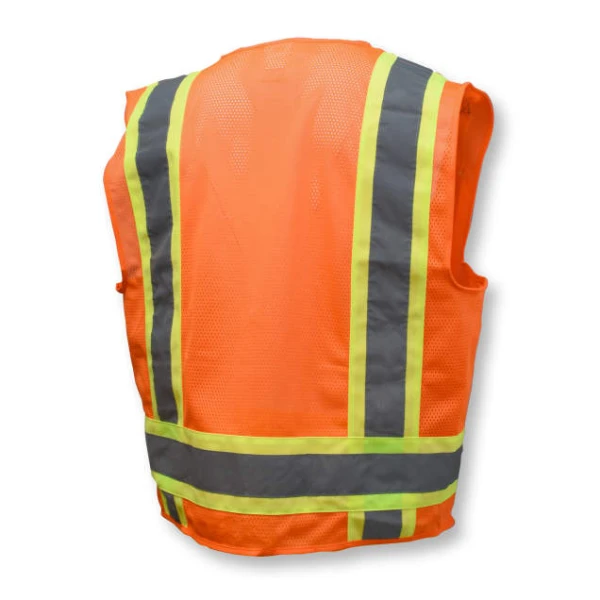 Two Tone Surveyor Type R Class 2 Solid/Mesh Safety Vest, Orange, 1/EA, #SV6O - Image 3