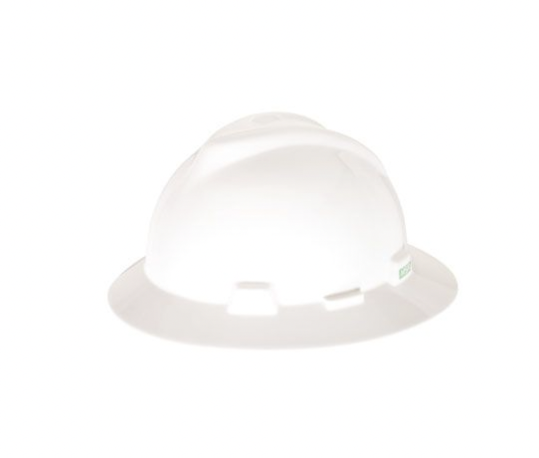 V-Gard Slotted Full-Brim Hat, White, w/1-Touch Suspension, 1/EA #10058321