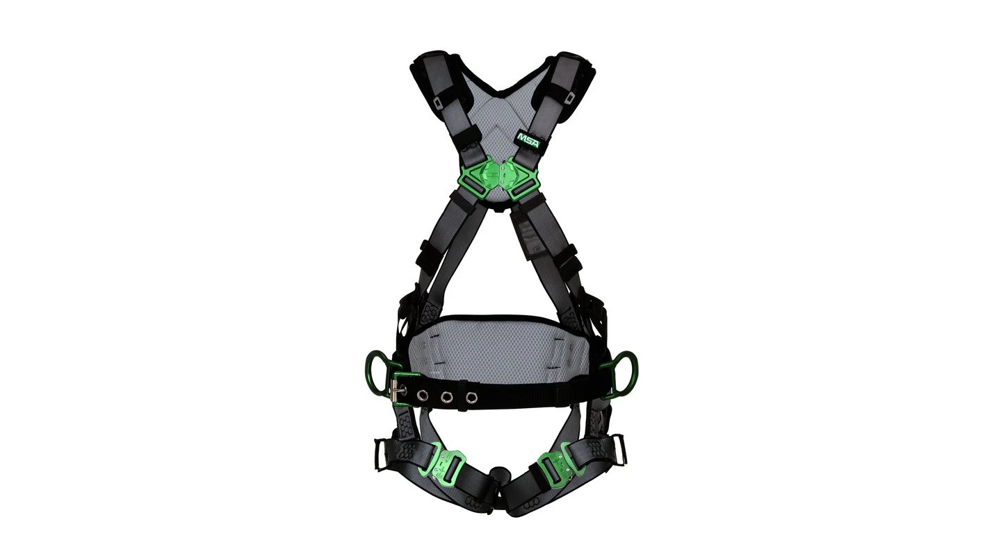 V-FIT Construction Harness, Standard, Back & Hip D-Rings, Quick-Connect Leg Straps, Shoulder Padding, 1/EA #10195134