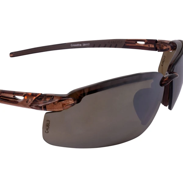ES5 Premium Safety Eyewear - Crystal Brown Frame - HD Brown Flash Mirror Lens, MOQ 12 #29117