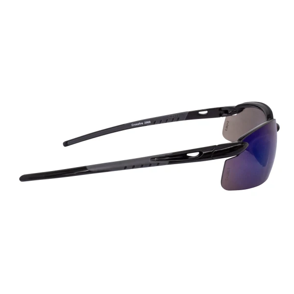 ES5 Premium Safety Eyewear - Shiny Black Frame - Blue Mirror Lens, MOQ 12 #2968 - Image 4