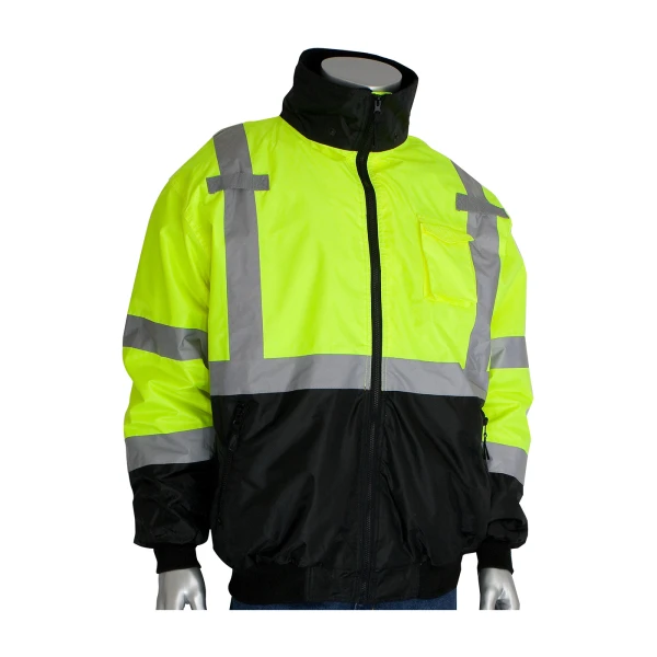 ANSI Type R Class 3 Value Black Bottom Bomber Jacket with Zip-Out Fleece Liner, #333-1766-Logo (Logo Included) - Image 4
