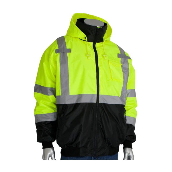 ANSI Type R Class 3 Value Black Bottom Bomber Jacket with Zip-Out Fleece Liner, #333-1766-Logo (Logo Included) - Image 5