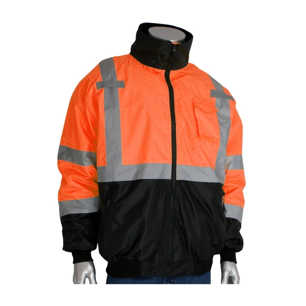 ANSI Type R Class 3 Value Black Bottom Bomber Jacket with Zip-Out Fleece Liner, #333-1766-Logo (Logo Included) - Image 7