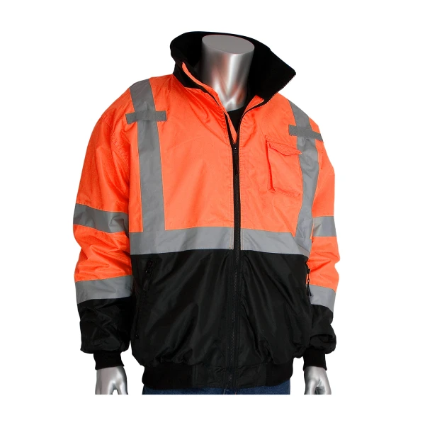 ANSI Type R Class 3 Value Black Bottom Bomber Jacket with Zip-Out Fleece Liner, #333-1766-Logo (Logo Included) - Image 8