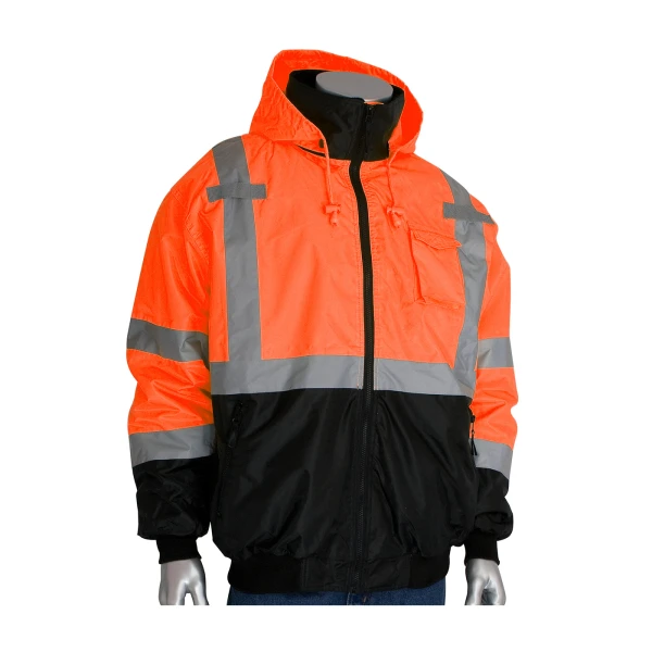 ANSI Type R Class 3 Value Black Bottom Bomber Jacket with Zip-Out Fleece Liner, #333-1766-Logo (Logo Included) - Image 10