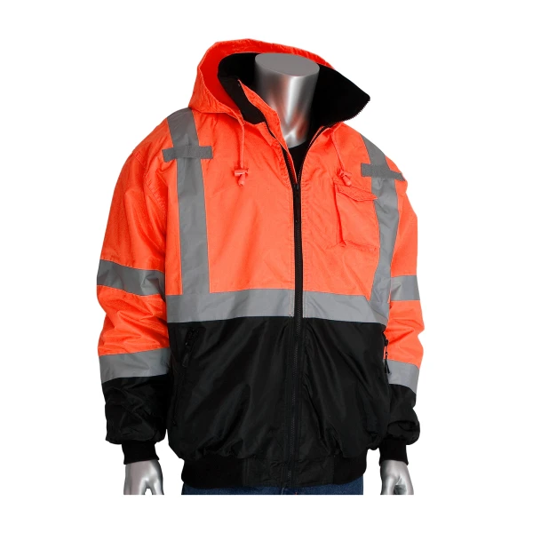 ANSI Type R Class 3 Value Black Bottom Bomber Jacket with Zip-Out Fleece Liner, #333-1766-Logo (Logo Included) - Image 9