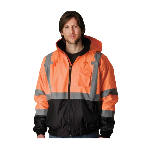 ANSI Type R Class 3 Value Black Bottom Bomber Jacket with Zip-Out Fleece Liner, #333-1766-Logo (Logo Included) - Image 6