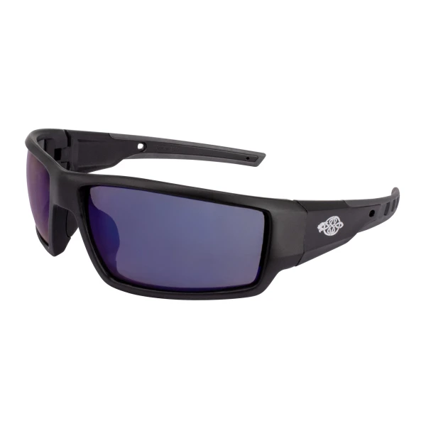 Cumulus Premium Safety Eyewear - Matte Black Frame - Blue Mirror Lens, MOQ 12 #41626 - Image 8