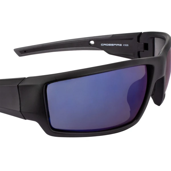 Cumulus Premium Safety Eyewear - Matte Black Frame - Blue Mirror Lens, MOQ 12 #41626 - Image 2
