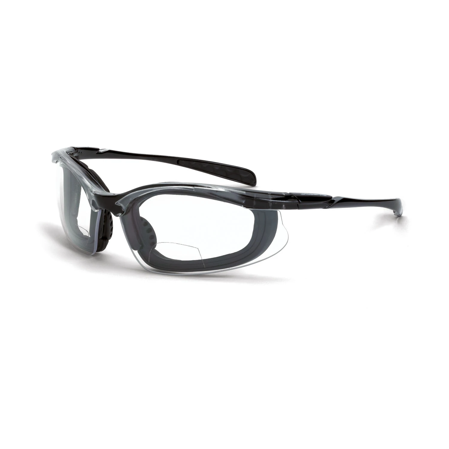 Concept Foam Lined Bifocal Safety Eyewear - Crystal Black Frame - Clear Lens - 1.5 Diopter, MOQ 12 #84415