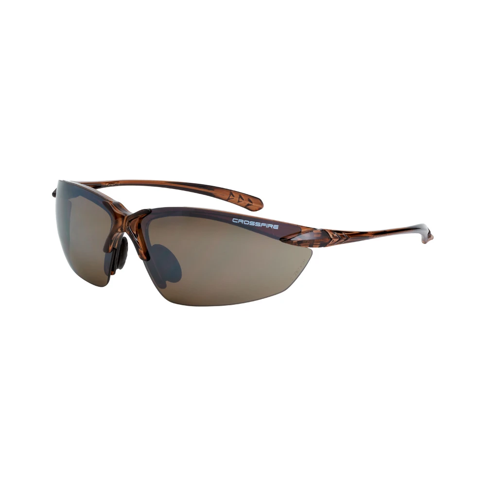 Sniper Premium Safety Eyewear - Crystal Brown Frame - HD Brown Flash Mirror Lens, MOQ 12 #9117