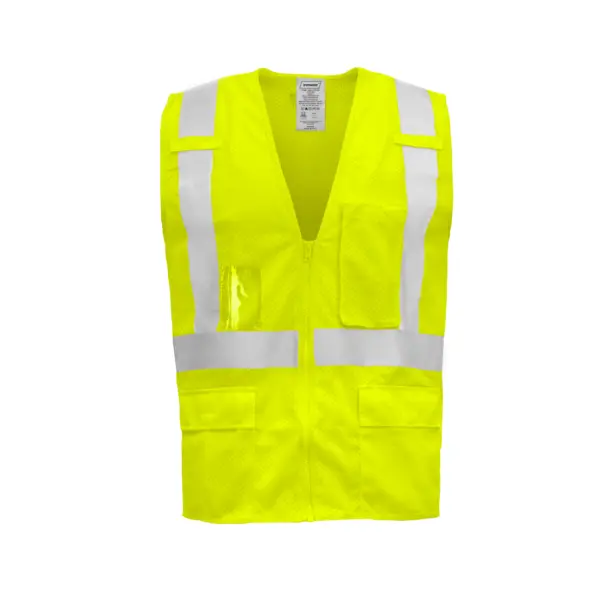Economy Type 2 Safety Vest with Clear ID Pocket, Hi-Viz Yellow, 1/EA, #1284-Z-RD-CID