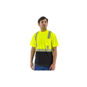 High Visibility Short Sleeve Shirt with Reflective Chainsaw Striping, ANSI 2, R , Yellow/Black #75-5215
