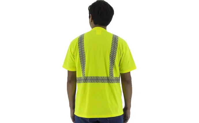 High Visibility Short Sleeve Shirt with Reflective Chainsaw Striping, ANSI 2, R , Yellow/Black #75-5215 - Image 2