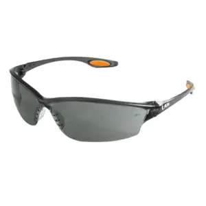 Law® LW2 Series Gray Safety Glasses with Gray Lens Soft Secure TPR Nose Piece and Temple Inserts , MOQ 12 #LW212