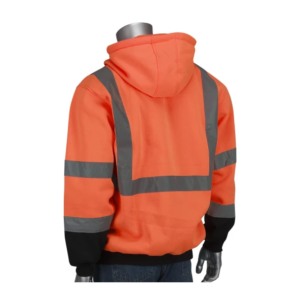 ANSI Type R Class 3 Full Zip Hooded Sweatshirt with Black Bottom 1 EA #323-1370B-Logo (Logo Included) - Image 3