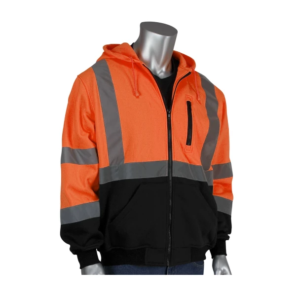 ANSI Type R Class 3 Full Zip Hooded Sweatshirt with Black Bottom 1 EA #323-1370B-Logo (Logo Included) - Image 4