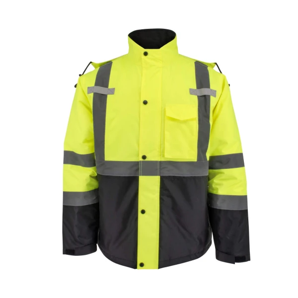 Class 3 Economy Parka with Quilted Lining - Hi-Vis Green / Black #SJ411QB-3ZGS-Logo (Logo Included) - Image 11