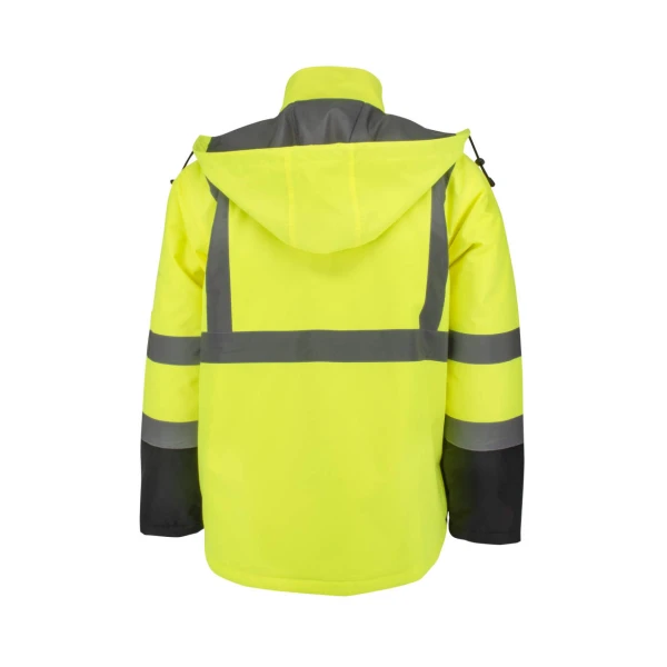 Class 3 Economy Parka with Quilted Lining - Hi-Vis Green / Black #SJ411QB-3ZGS-Logo (Logo Included) - Image 12
