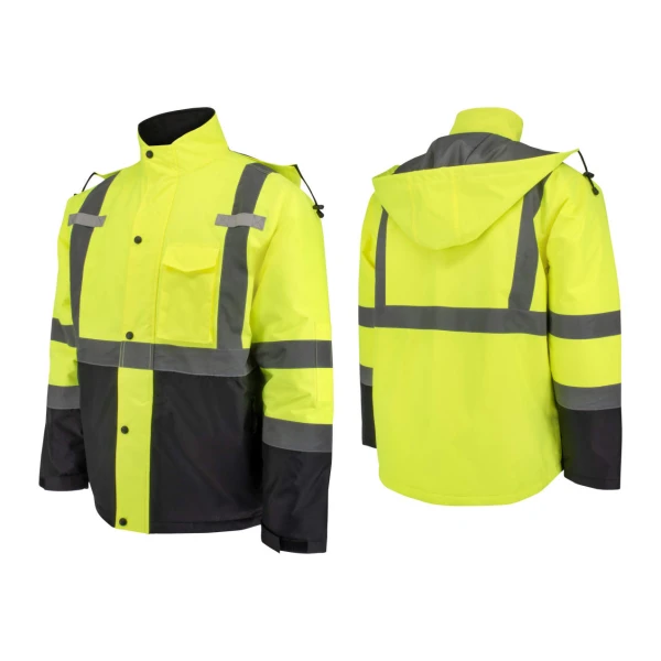 Class 3 Economy Parka with Quilted Lining - Hi-Vis Green / Black #SJ411QB-3ZGS-Logo (Logo Included) - Image 13