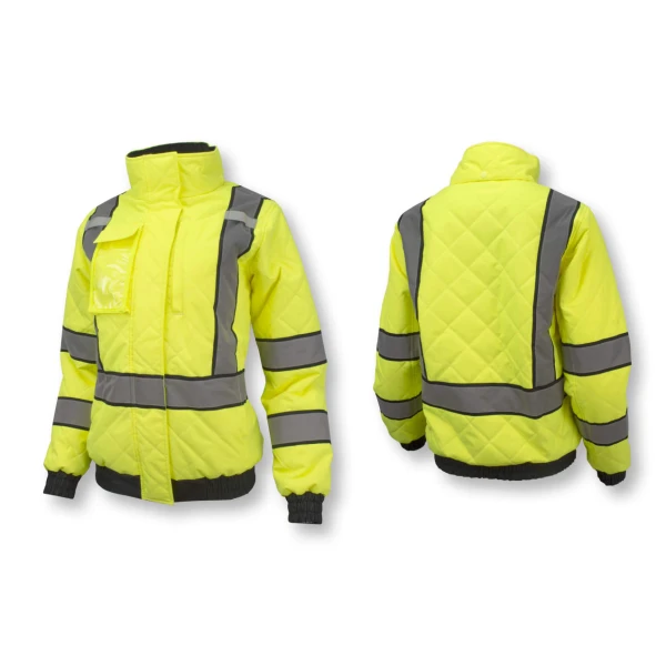 Women's Class 3 Quilted Bomber Jacket - Green/ Orange #SJ930-3-Logo (Logo Included) - Image 8
